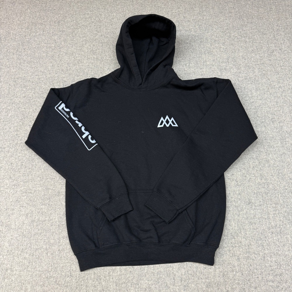 Gildan Shred Hoodie Youth XL Black Heavy Blend Graphic Sleeve Sweatshirt Pullove